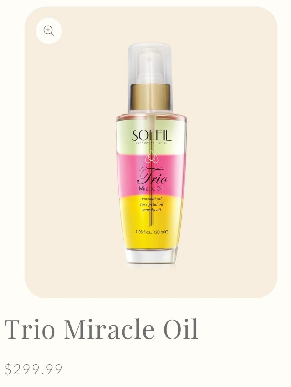 Soleil Trio Miracle Oil New In Box  MSRP $299  120ml